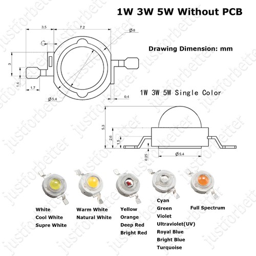 1W 3W 5W High Power Led Chip Copper Base Super Bright Light Bulb Lamp - Picture 181 of 249