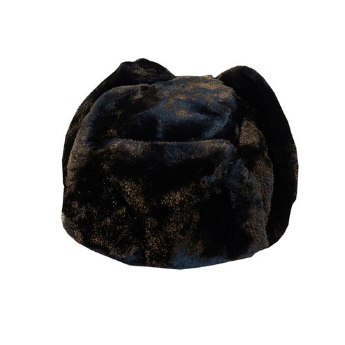 Black Men Women Aviator Trapper Hat Cap Ushanka Russian Cossack faux Rabbit Fur~ - Picture 2 of 3