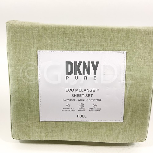 DKNY Eco Melange Full 4pcs Bed Sheet Set Soft Comfort Green New - Picture 2 of 6
