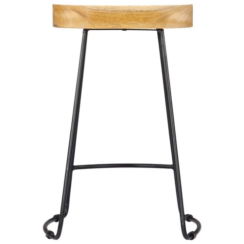 2 Pcs Gavin Bar Stools Retro Style Pub Chairs Solid Mango Wood Counter Stool Set - Picture 4 of 11