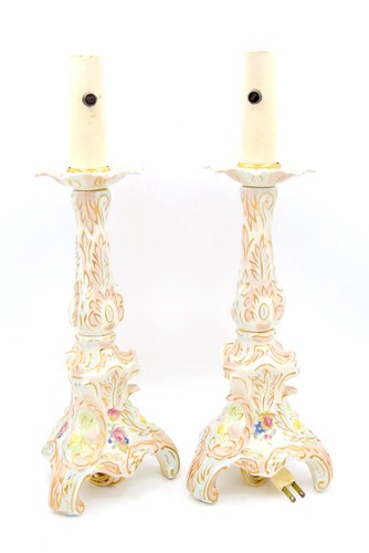 Vintage Ceramic Ornate Gold Gilt Floral Scroll Candlestick Lamp French Rococo - Picture 1 of 4