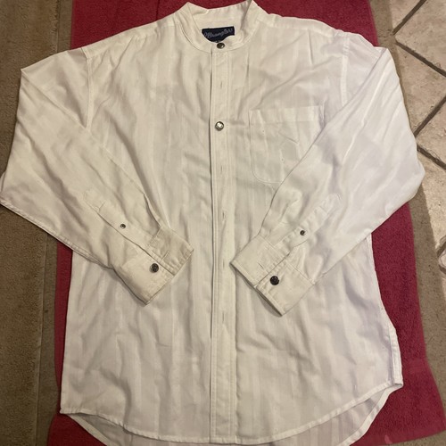 Vintage Herren Wrangler Western Weiß Hemd Langarm Knopf Cowboy Gr. Medium M