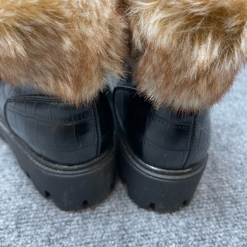 BAMBOO FORCE 10 Womens Lace Up Combat Boots Faux Fur Trim Size Size 8 - Picture 6 of 9
