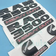 4PCS Set Fender Door Emblems For RAM 3500 Heavy Duty Cummins Turbo Diesel Badges