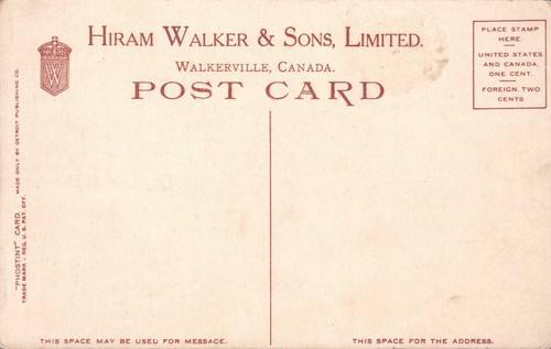 WALKERVILLE ONTARIO CANADA WHISKEY POSTCARD  The Home of "Canadian Club" Whiskey - Picture 2 of 2