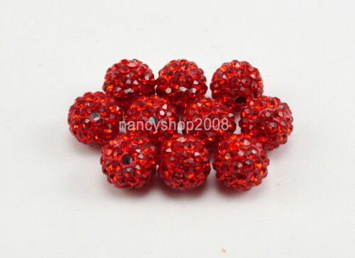 5pcs Christmas Festival 8mm 10mm Crystal Paved Clay Disco Ball Shamballa Beads - Picture 7 of 16