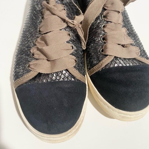 Lanvin Snakeskin Suede Leather Lace Up Sneaker 39 - Picture 9 of 10