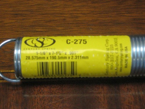 Century Spring C-275 1-1/8" x 7-1/2" Extension Spring - Picture 2 of 2