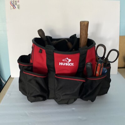 Husky 14 15 Pocket Open Top Supply Tool Bag With Tools