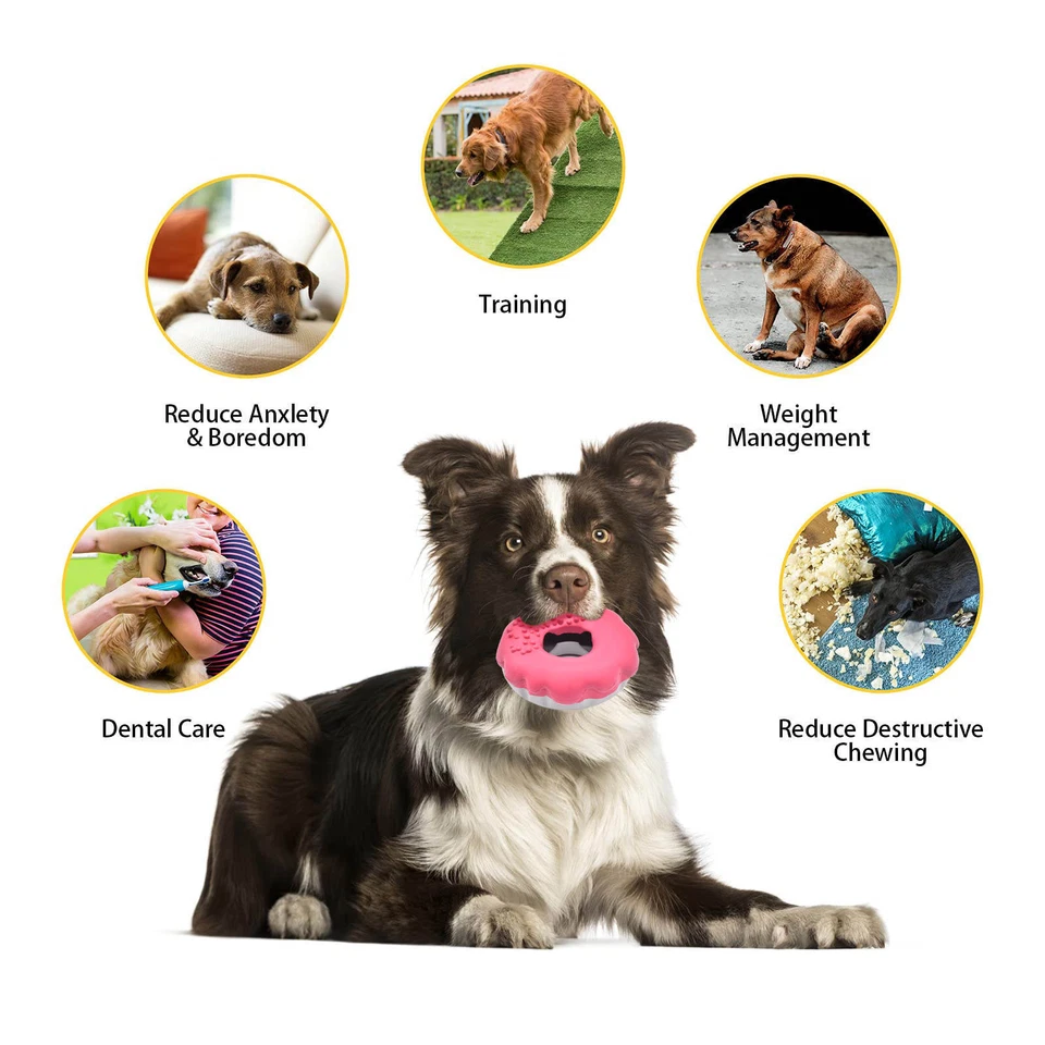 Indestructible Dog Toys Dog Chew Toy Treat Dispenser Interactive Dog Donut - Image 3 of 4