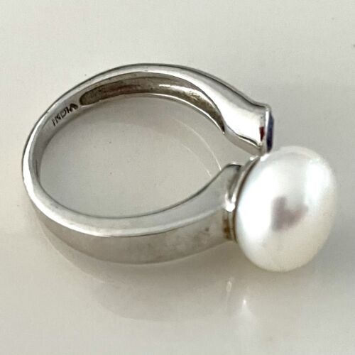 Honora White Freshwater Pearl Amethyst Sterling Silver .925 Ring Size 6 - Picture 3 of 5