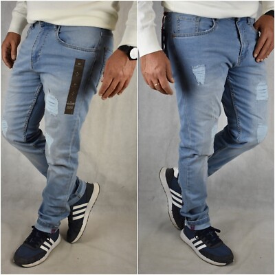 jeans uomo elasticizzato chiari strappati con strappi leggeri slim fit  regular