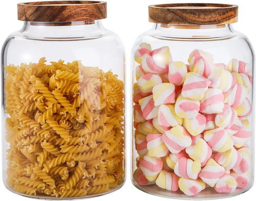 Bekith 2 Pack Large Glass Food Storage Jar with Airtight Wooden Lid, 66 FL Oz(19 - Picture 11 of 12