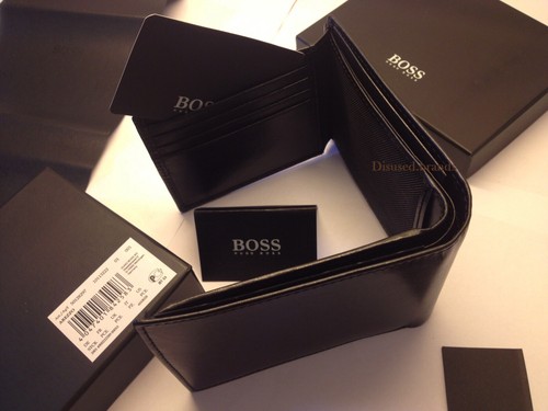 Hugo Boss Leather Wallet Arezzo Trifold Black Coin Pocket New In Box With Tags - Picture 3 of 12