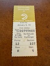 1974 Atlanta Hawks Cleveland Cavaliers Basketball Ticket Lou Hudson 31 points