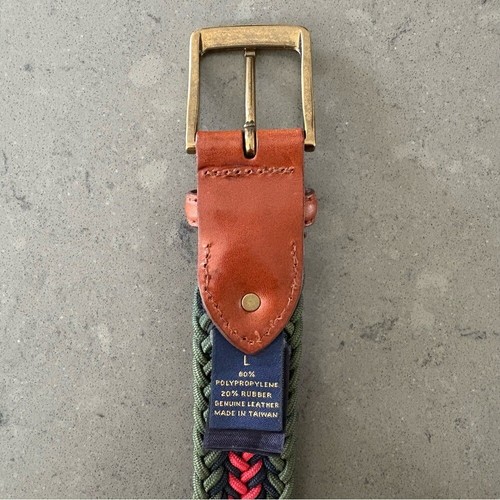 Cinturón trenzado elástico Brooks Brothers para hombre L rojo verde azul preppy golf costero - Imagen 3 de 8