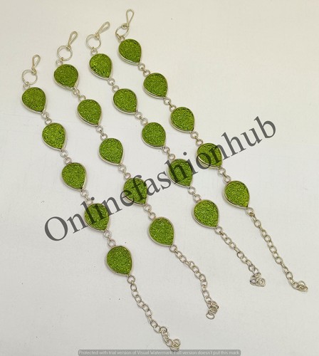 Sale Moldavite Gemstone 925 Sterling Silver Plated Lot Handmade Bezel Bracelet - Picture 2 of 2
