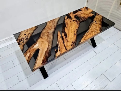 Black Clear Epoxy Table, Coffee Table,Wooden Dining Table,Semi Clear Epoxy Table - Picture 2 of 7
