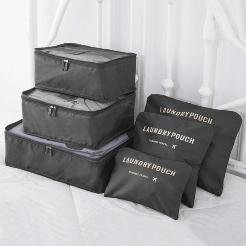 6 Stück Kleidertaschen Kofferorganizer Packtaschen Packwürfel Set Urlaub Reise - Bild 11 von 43