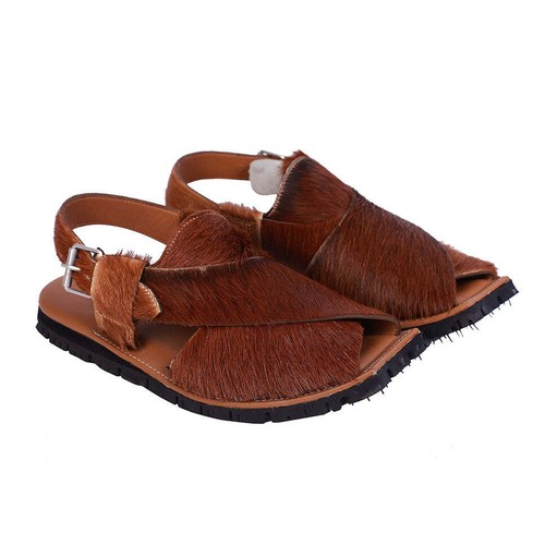 Mikaal natürliche Herren Rindshaar auf robusten Leder Sandalen Peshawari Chappal - Bild 2 von 8