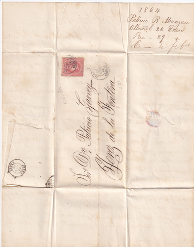 España 1864 carta completa de Albuñol (Granada) a Jerez Ed. 64 VINOS (1764) - Imagen 3 de 3