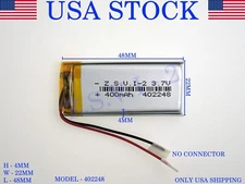 3.7V 400 mAh 402248 Lithium Polymer LiPo Rechargeable Battery (USA STOCK)