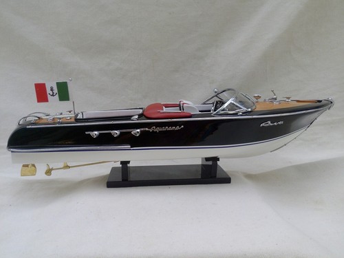 Free Shipping New Riva Aquarama 21" White-Red Seat Quality Wood Model Boat L50cm - Picture 3 of 10