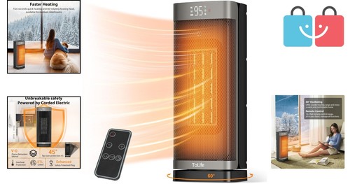 Compact 16" Portable Indoor Heater – Fast Heating with Remote & Safety Features - Picture 2 of 10