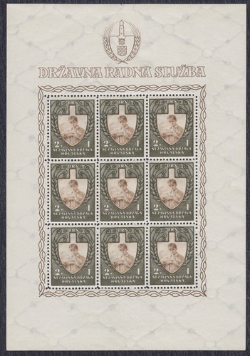 Croatia NDH 1943 Labor service, Mini sheet, Michel 94-96, MNH - Picture 2 of 22