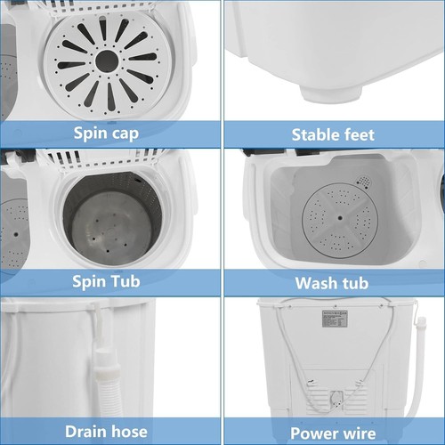 Compact Mini Twin Tub Washing Machine Portable 15lbs Laundry Washer and Dryer - Picture 13 of 24