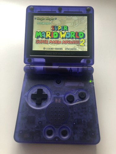 Gameboy Advance SP with Backlit IPS V3 Screen Mod Midnight Blue Retro Pixel GBA - Picture 2 of 7