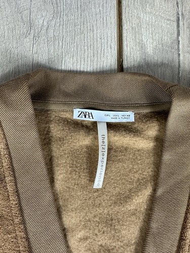 Zara Men The Z Experience Beige Terry Cloth Cardigan Size Large - Picture 6 of 11