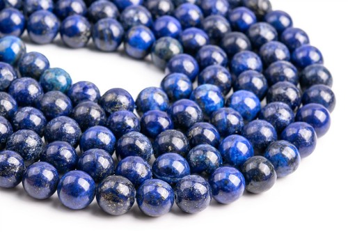 12MM Deep Blue Lapis Lazuli Beads Grade A Nugget Round Gemstone Loose Beads - Picture 2 of 4
