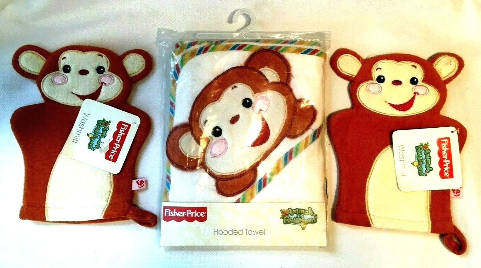 Fisher Price Hooded Towel Animals of the Rainforest Plus 2 Wash Mitts New Tags 14681180012 | eBay Fisher Price Hooded Towel Animals of the Rainforest Plus 2 Wash Mitts New Tags 14681180012 | eBay