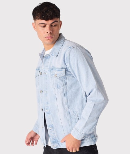 JMOJO Stylish Mens Denim Jacket Classic Western Cotton Trucker Jean Jackets - Picture 2 of 6