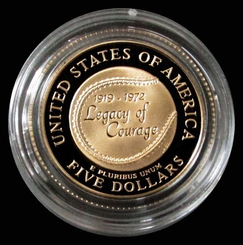 1997 W GOLD PROOF $5 JACKIE ROBINSON COMMEMORATIVE BOX & COA - Picture 2 of 3