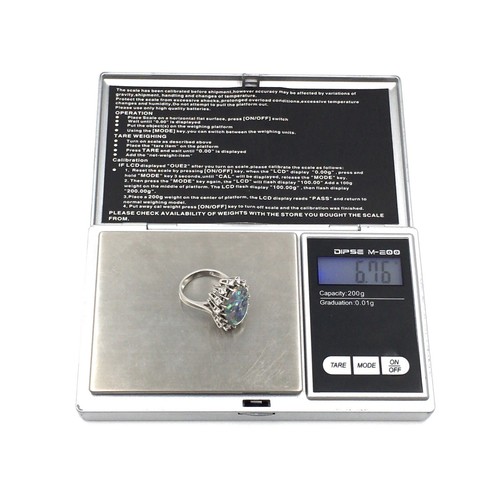 Anillo de oro blanco de 14kt oro 585 ópalo mujer joyas diamantes 0,49 corona brillante RG52 - Imagen 17 de 18