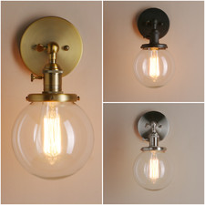 Vintage Wall Sconce 5.9" Round Globe Glass Lampshade Bathroom Vanity Lighting