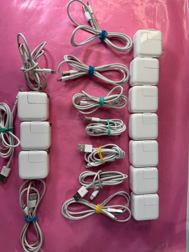 Lot of 10 Apple 12w USB Charger Adapter for iPhones with lightning cable