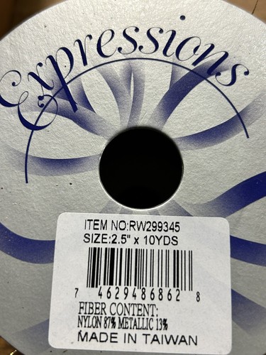 2 Rolls Of Expressions Ribbon RW299345 Gold Sheer ~ 2.5 In Wide 10 Yards New - Picture 5 of 7