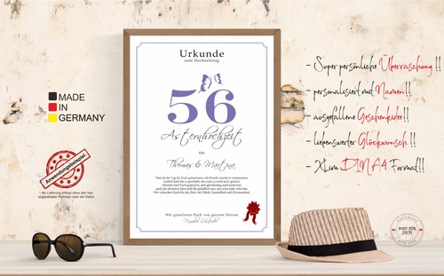Hochzeitstag Geschenk Urkunde 1-80 Hochzeitstag Ehejubiläum wählbar - Bild 399 von 567