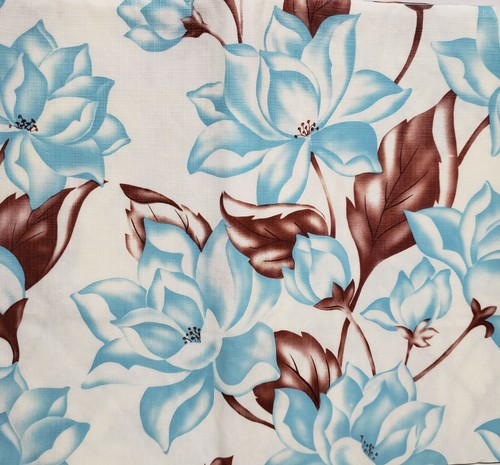 Peva Vinyl Tablecloth 52"x70"Oblong, WHITE,BLUE FLOWERS WITH BROWN LEAVES #2, BH - Picture 3 of 12