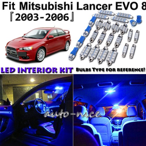 8x Blue LED Lights Interior Package For 2003 - 2006 Mitsubishi Lancer EVO 8 & 9 - Bild 1 von 8