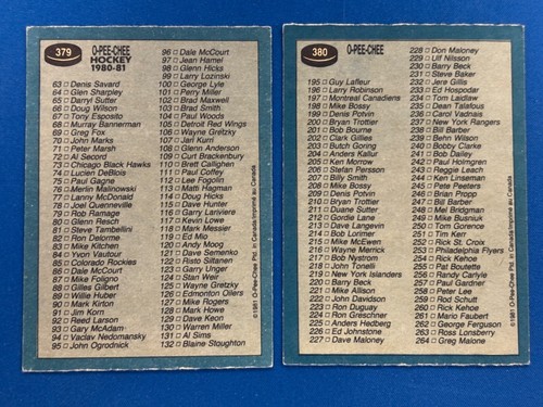 1981-82 O-Pee-Chee #379 380 CHECKLISTS * See Pics for Condition * LOT of 2 * EX- - Picture 2 of 2