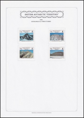 British Antarctic Territory, 1995 Geo. Structures on Album Page, Mint Hinged MH