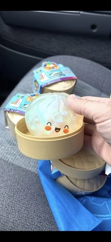 SUPER RARE Crazy Fun Rainbow Mystery Squishy Bun Dumpling - Holographic Ribbon