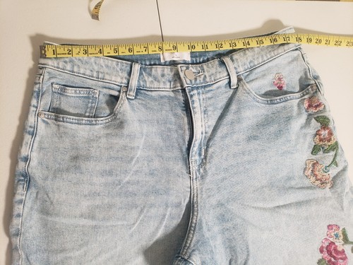 Lane Bryant Boyfriend Fit bestickt Jeans Mid Rise Floral Light Denim Gr. 14 - Bild 3 von 12