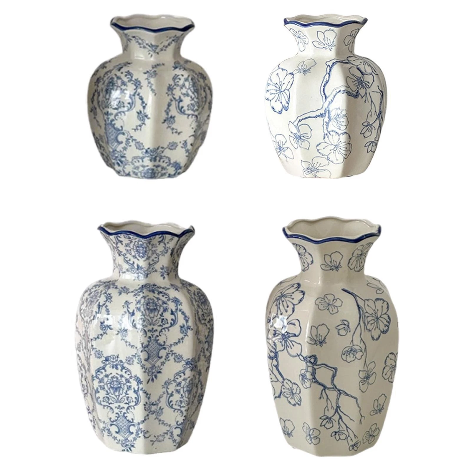 Ceramic Flower Vase Home Decor Flower Arrangement for Bedroom Desktop Shelf