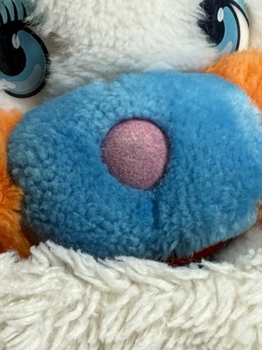 Vintage Popples Puffball White 12" Plush Soft Mattel Yellow Hair Blue No Tail - Picture 2 of 12