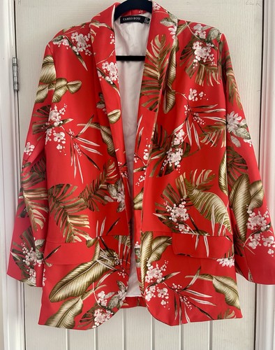 Cameo Rose Orange Floral Print Blazer Size UK 12 - Picture 3 of 7